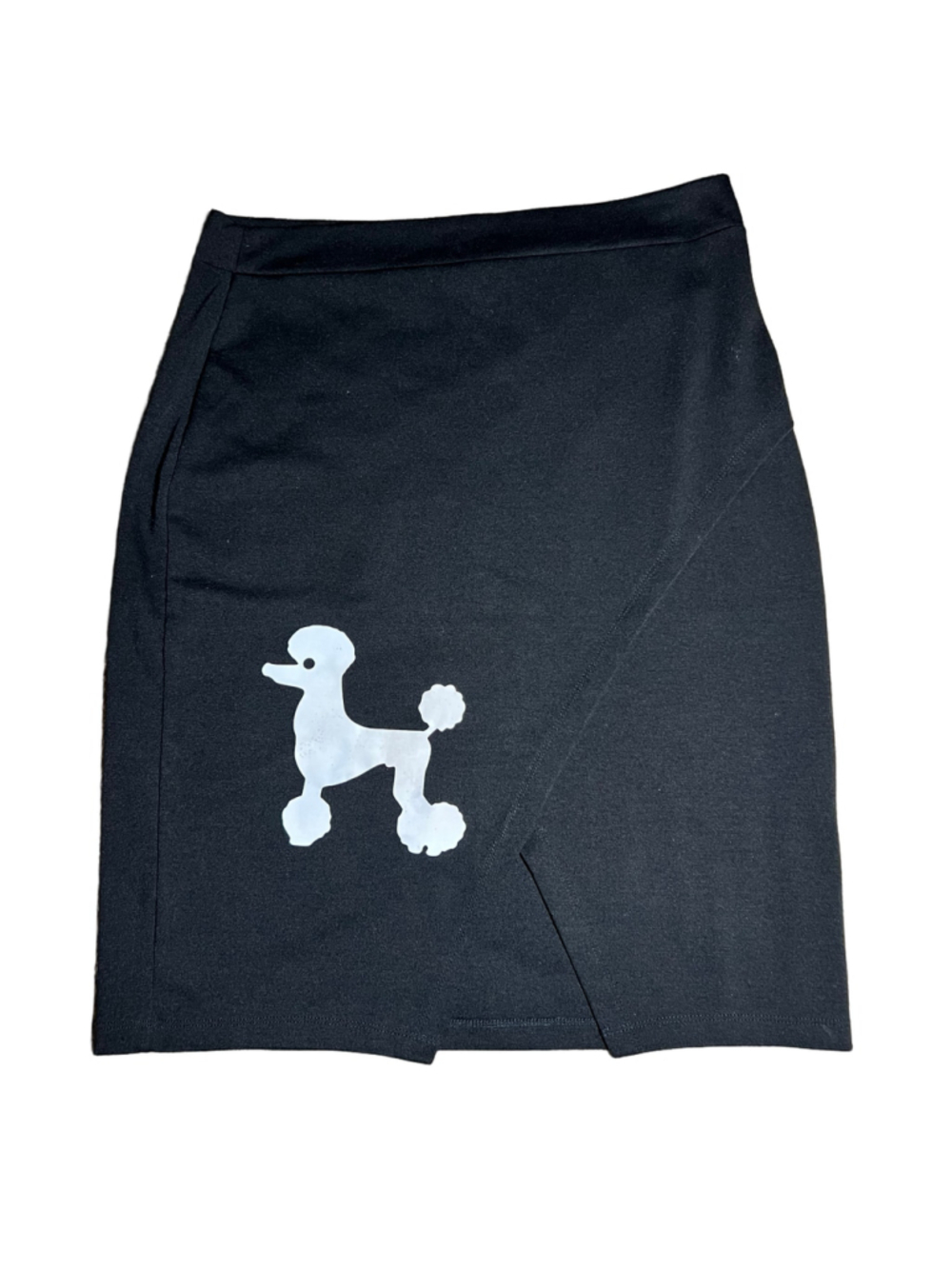 Women's Popular Basics Poodle Print Asymmetrical Skirt Black White XL